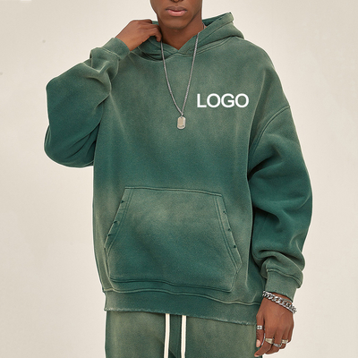 comprar Camiseta de hombre con capucha de gran tamaño de época lavada y desvanecida con proceso de colorante por rociado personalizado 2023 online manufacture