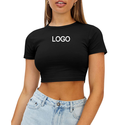 comprar Y2K Ladies Club Short Tank Top Multicolor Cuello O de algodón Camiseta de acondicionamiento físico en blanco Slim Crop Top Mujeres online manufacture