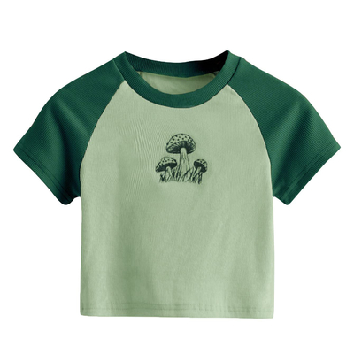comprar Color de dulces de verano bordado de acondicionamiento físico 3d Impresión de pulpa logotipo Y2k Slim Crop Top para mujeres S-2XL online manufacture
