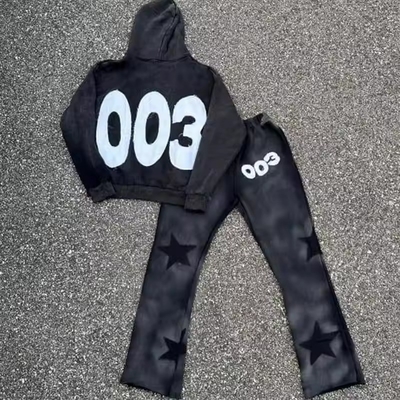 comprar 1000 cantidad 100% algodón lavado con ácido afligido con parche bordado con sudadera con capucha y juego de joggers para hombres online manufacture