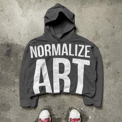 comprar color verde azul lavado con ácido sudadera con capucha negra sudadera bordada para hombres aplicada gráfica Tejido pesado online manufacture
