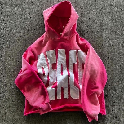 comprar Hombres lavado con ácido sudadera con capucha de gran tamaño sudadera bordada trabajo con parche con capucha sudadera con capucha para hombres online manufacture