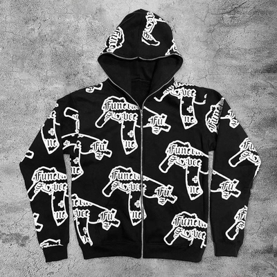 comprar Colorido personalizado cara de los hombres Full Zip Up Hoodie de algodón francés Terry Blanks todo sobre Impresión sin forro online manufacture