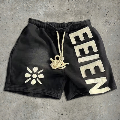 comprar Pantaloncitos de algodón lavado con ácido Sol Desvanecido Francés Terry Patch bordado Distresses Vintage online manufacture