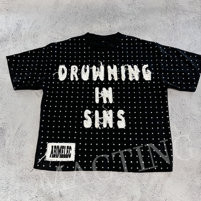 comprar Vestidos callejeros personalizados de piedra de rincón cortada camiseta con bordados de angustia para hombres online manufacture