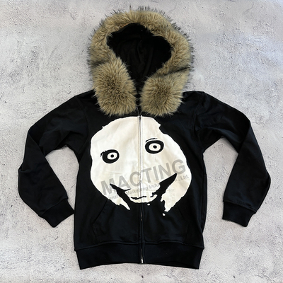 comprar Camiseta con cremallera de invierno gruesa de piel falsa con capucha en el estilo chaqueta con cremallera cortada en caja para hombres online manufacture