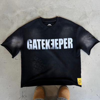 comprar T-shirt de cuello personalizado con logotipo de boxy fit cortado y cosido camiseta de gran tamaño camiseta de 300 gsm camiseta cortada para hombres ropa de calle impresa online manufacture