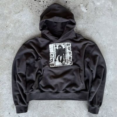 comprar Logotipo personalizado Hoodies de algodón de peso pesado Patchwork bordado angustiado ropa callejera de gran tamaño suéter de caja con capucha para hombres online manufacture