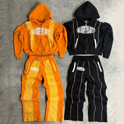 comprar Trajes de sudor bloqueados de color personalizado con gorro y pantalones de sudor con parche para hombres Mujeres online manufacture