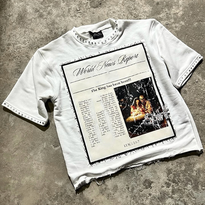 comprar Camiseta de alta calidad 100% de algodón orgánico de 250 gsm de peso pesado de piedra rínica con bordes crudos Camiseta de caja recortada online manufacture