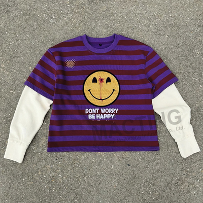 comprar Fabricante a medida Impresión DTG de algodón Tricotada camiseta de caja de rugby de rayas de doble capa Waffle camiseta de manga larga para hombres online manufacture