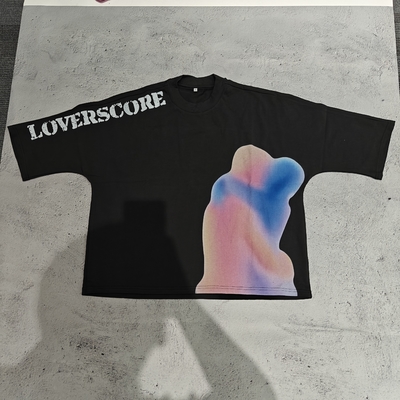 comprar T-shirts de algodón personalizados de calidad superior de 240 gsm con cuello de equipo de talla grande con corte crudo con cuello de caja con corte de camiseta para hombres online manufacture