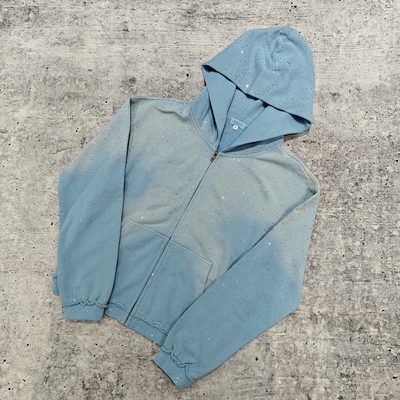 comprar Vestidos de calle personalizados de 2025 Hoodie de peso pesado de piedra de rincón Unisex Blanco Vintage Sol Desvanecido Acido Lavar Zip Up Hoodies de gran tamaño online manufacture