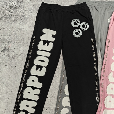 comprar Logotipo personalizado, bordado, parche de bordado, trampolín de corredora en apuros, pantalón de pista de piernas anchas, hombre online manufacture