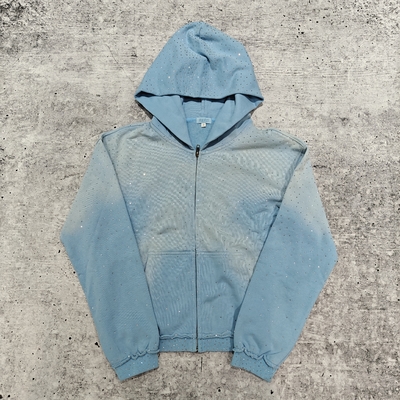 comprar Vestidos de calle personalizados de 2025 Hoodie de peso pesado de piedra de rincón Unisex Blanco Vintage Sol Desvanecido Acido Lavar Zip Up Hoodies de gran tamaño online manufacture