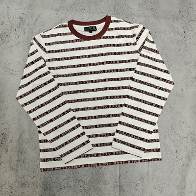 comprar Camiseta de manga larga a rayas con cuello redondo y corte holgado y extragrande para hombre, de alta calidad, 100% algodón, con impresión DTG de ropa de calle personalizada online manufacture