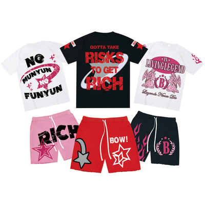 Casual Daily Life 2 Piece Set Mens Vintage Lavado con ácido Calzoncillos y camisetas