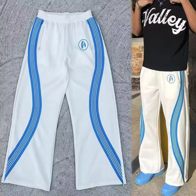 Pantalones de sudor con rayas 100% de algodón de piernas anchas