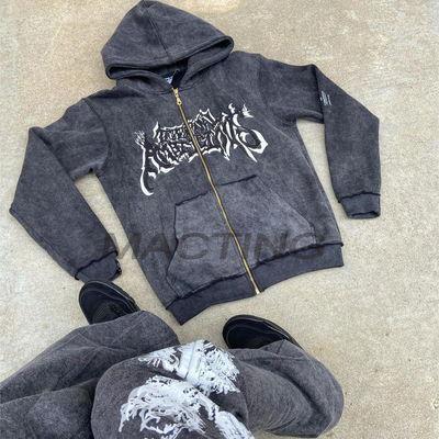 Trajes callejeros personalizados con cremallera con cremallera con capucha y sudaderas con chaleco en estilo vintage