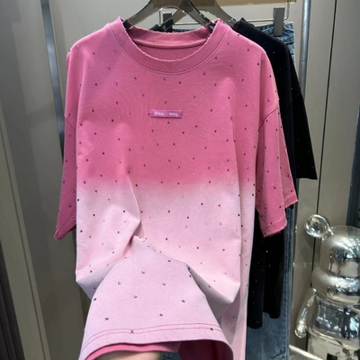 250Gsm hombres camisetas de piedra unisex de algodón camiseta con lavado vintage de gran tamaño ajuste en lavado ácido rosa