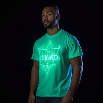 Impresión personalizada de algodón reflector T-shirt ajustado para hombres Brilla en la oscuridad