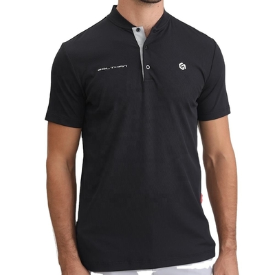 2024 Diseño Collar Mandarín bordado de caucho Silicón Logo Slim Fit Golf Polo Camisetas