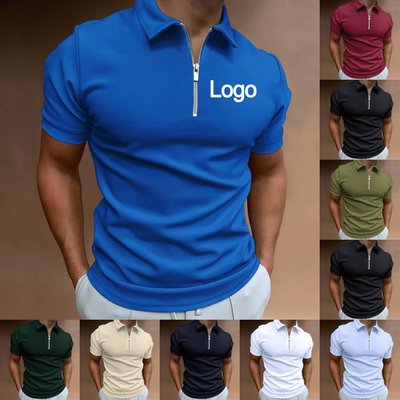 Etiquetas personalizadas camisa de polo para hombres poliéster transpirable espandéx cerradura con manga corta