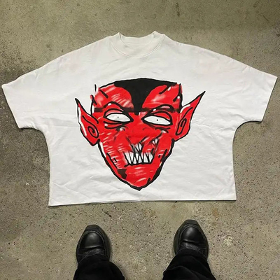 Mancha corta personalizada Impresión de pantalla de peso pesado de algodón T-shirt masculino para ropa de calle