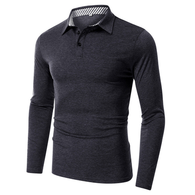 Camisas de polo de manga larga 100% algodón para hombres Etiquetas personalizadas