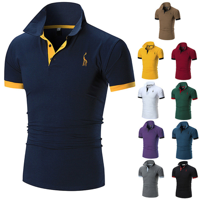 Métodos de impresión personalizados Camisas de polo de hombre bordadas de ciervo para el estilo casual de verano