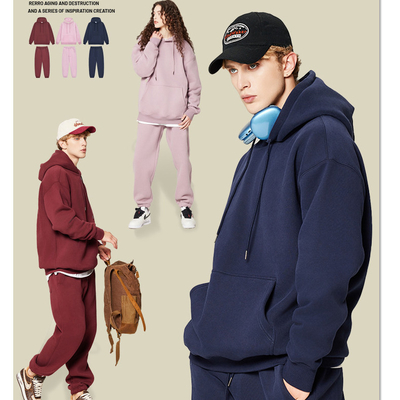 Camiseta con capucha con bordado pesado 350gm Peso pesado algodón francés Terry Fleece grueso Hoodie hombre