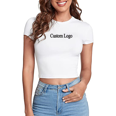 Sostenible 2023 Camiseta de poliéster personalizada para mujeres Summer Baby Tee Y2k Crop Tops