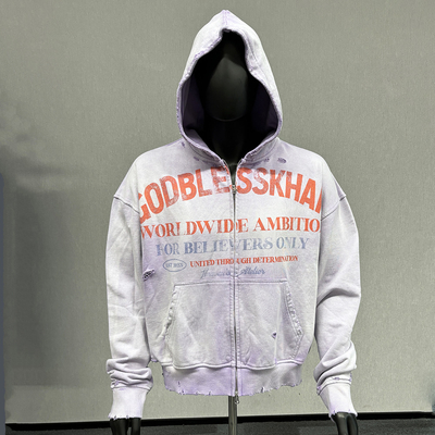 S-6XL Tamaño personalizado con capucha 100% de algodón francés Terry Sol desvanecido Acid Wash