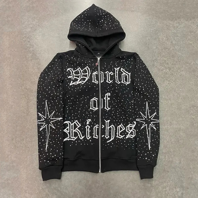 Camiseta con cremallera de alta calidad de bordado de algodón francés Terry de gran tamaño con cremallera personalizada con cremallera de hueso con cremallera