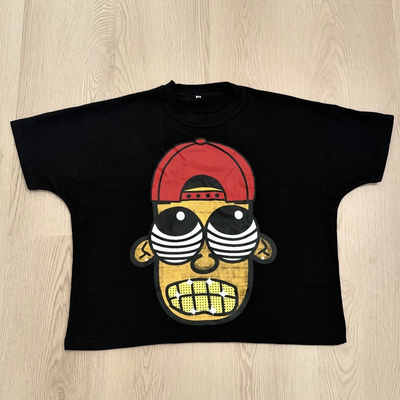T-shirt de cuello personalizado con logotipo de boxy fit cortado y cosido camiseta de gran tamaño camiseta de 300 gsm camiseta cortada para hombres ropa de calle impresa