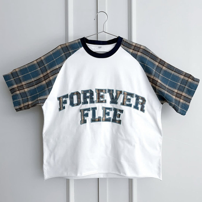 Logotipo de bordado personalizado de alta calidad Plaid Raglan Manga flanel algodón orgánico pesado camiseta cuadrada de gran tamaño para hombres