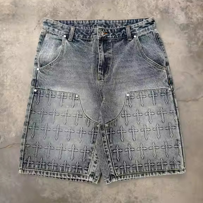 Hombres con ropa de calle con estampado 3D con calzoncillos con bolsitas hombres JHalf Short Jeans Carpenter Denim Jean Shorts