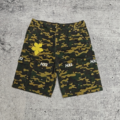 Pantalones cortos de calzado 100% algodón ropa callejera de caza de verano bordado de carga Camo jeans cortos para hombres