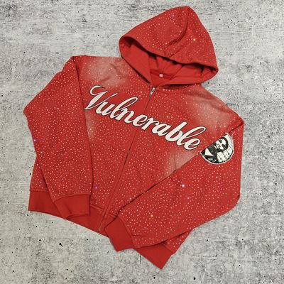 Sudadera con capucha holgada y extragrande de lujo con diamantes personalizados, sudadera con capucha de peso pesado con pedrería para hombre, estilo vintage streetwear